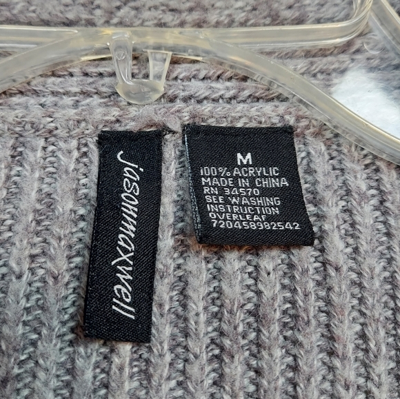 Jason Maxwell Gray Knit Button Down Collared Sweater Cardigan Size M - Picture 2 of 8